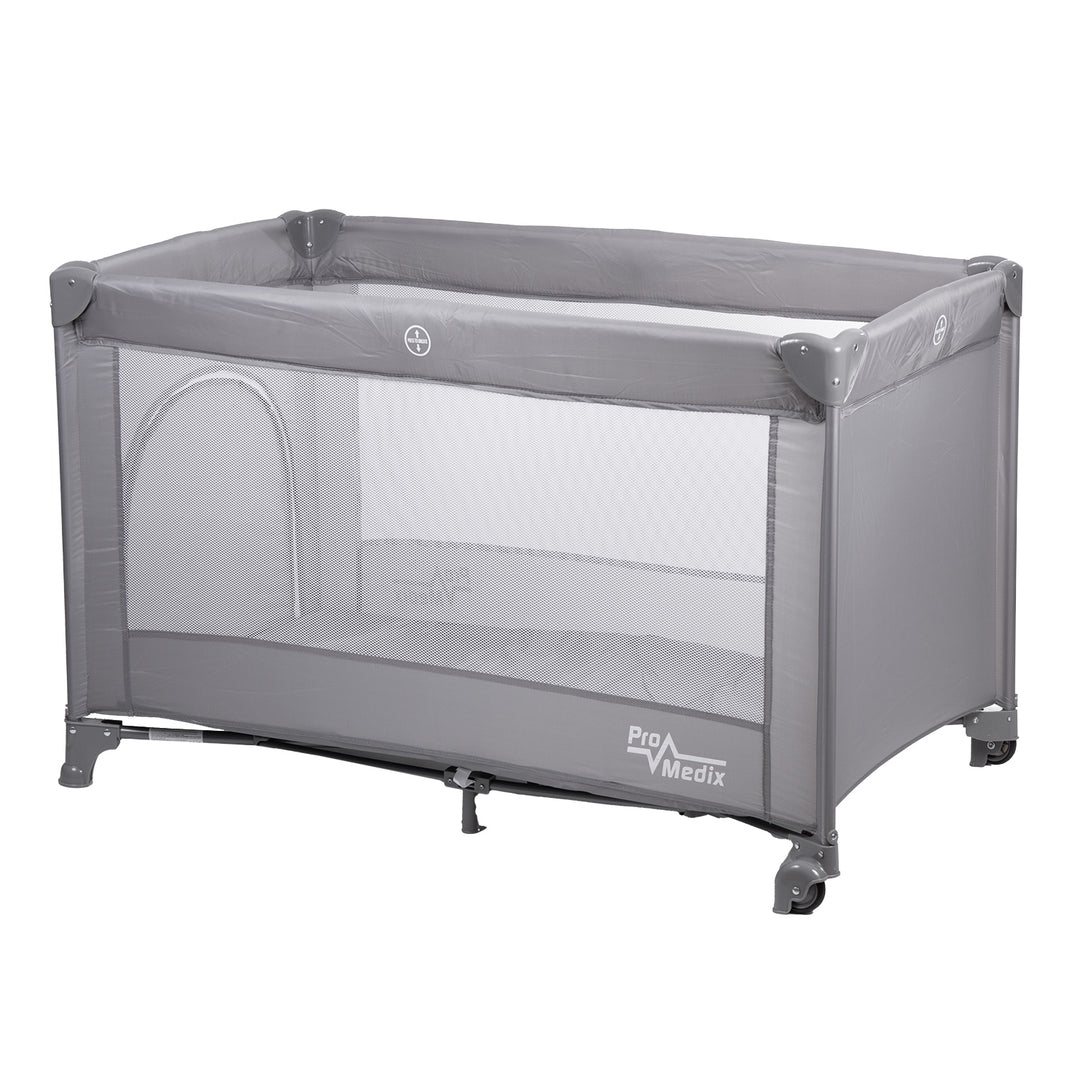 Lit de voyage Promedix, 125x65x74cm, gris, roulettes, housse de protection, PR-803 G