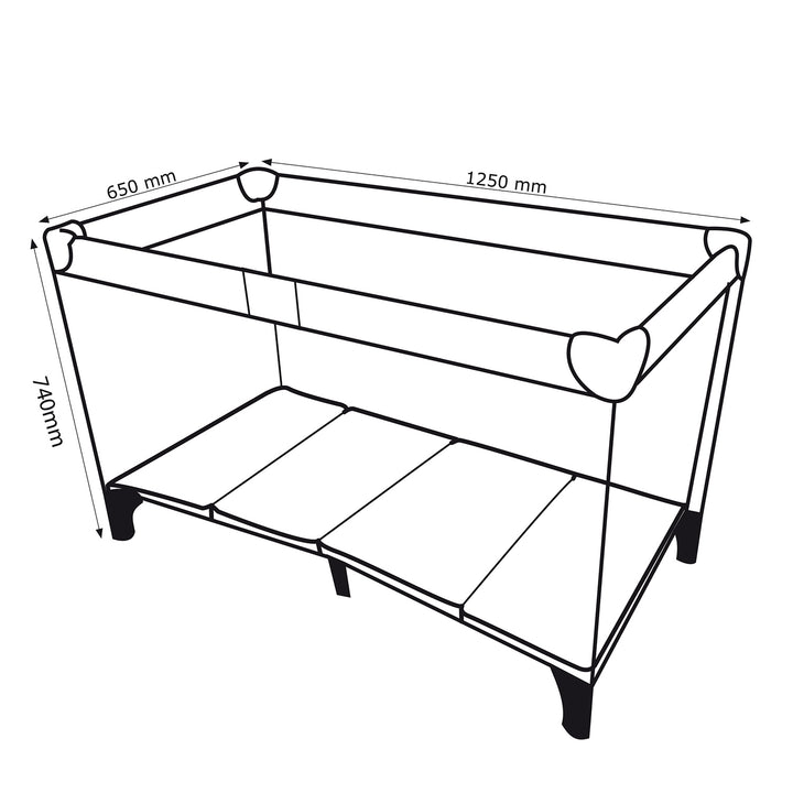 Lit de voyage Promedix, 125x65x74cm, gris, roulettes, housse de protection, PR-803 G