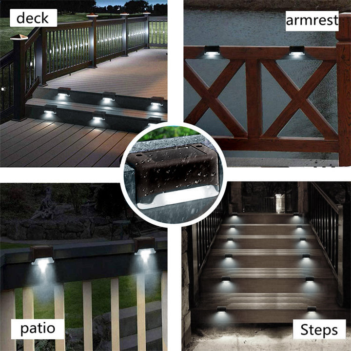 4x Maclean lumière solaire LED escalier IP44, 4000K, Ni-MH 100 mAh, 80x45x45mm, détecteur de crépuscule MCE319