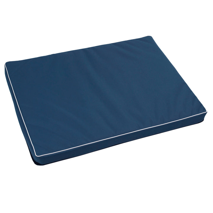 Matelas pour chien et chat Vigo Standard 80 x 60 x 5 cm en bleu marine avec bordure blanche