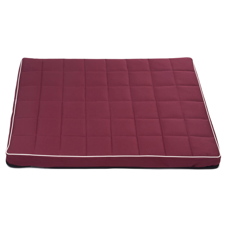 Matelas pour chien et chat Vigo Checked 80 x 60 x 5 cm en bordeaux avec bordure blanche