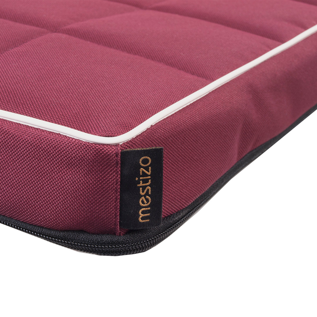 Matelas pour chien et chat Vigo Checked 80 x 60 x 5 cm en bordeaux avec bordure blanche