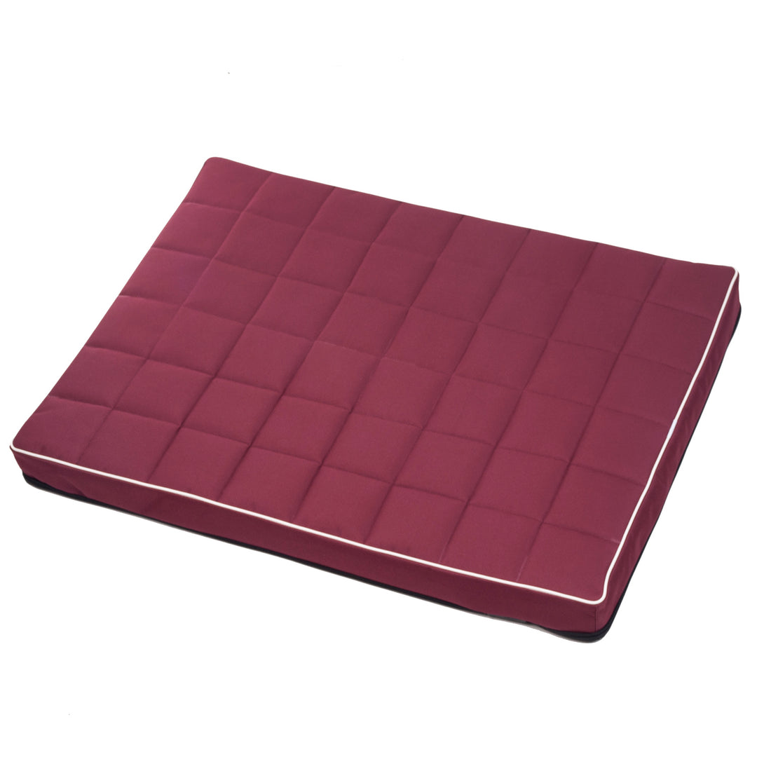 Matelas pour chien et chat Vigo Checked 80 x 60 x 5 cm en bordeaux avec bordure blanche