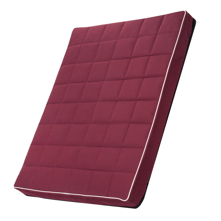 Matelas pour chien et chat Vigo Checked 80 x 60 x 5 cm en bordeaux avec bordure blanche