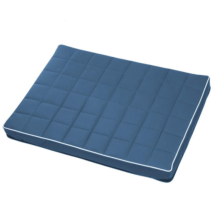 Matelas pour chien et chat Vigo Checked 80 x 60 x 5 cm en bleu avec bordure blanche