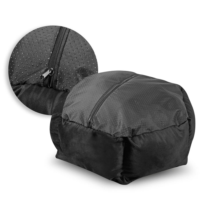 KingDog Prestige Lit de velours pour chien avec housse amovible et fond antidérapant Corbeille pour chien Lit pour animaux Lit pour animaux Hexagonal Décor-Velours (Diamètre : 50 cm, noir/gris)