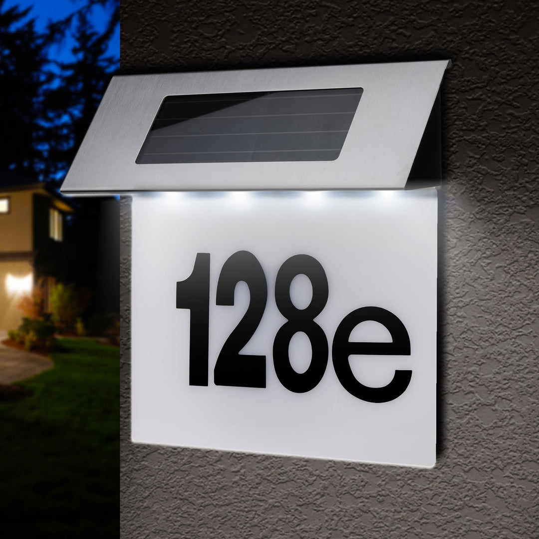 LED-zonnelamp met huisnummer Maclean, IP44, 1W, 60lm, 6000K, 600 mAh accu, 2,5V DC 70mA, MCE423