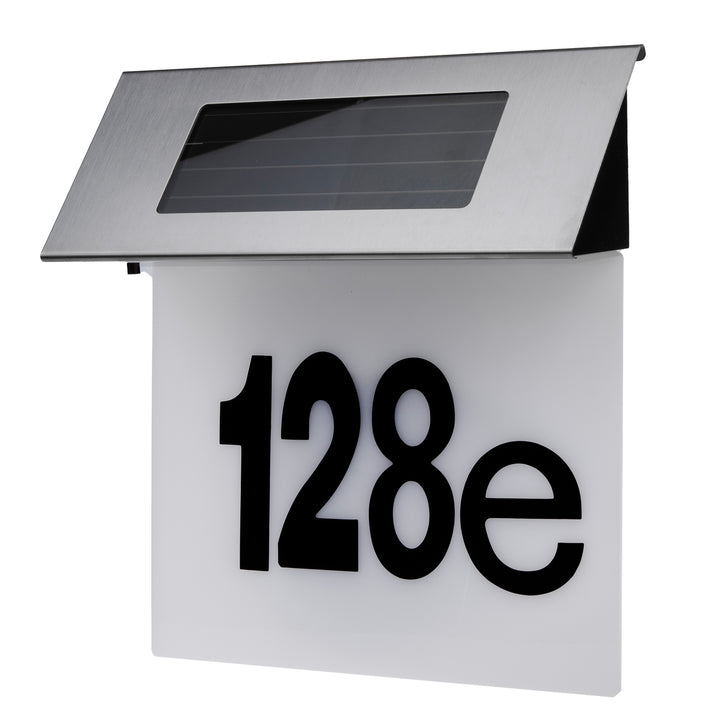 LED-zonnelamp met huisnummer Maclean, IP44, 1W, 60lm, 6000K, 600 mAh accu, 2,5V DC 70mA, MCE423