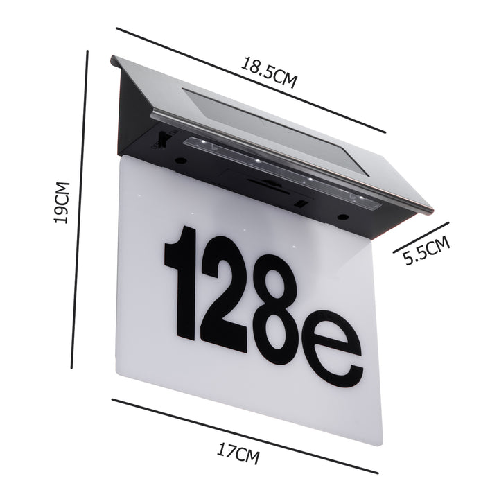 LED-zonnelamp met huisnummer Maclean, IP44, 1W, 60lm, 6000K, 600 mAh accu, 2,5V DC 70mA, MCE423