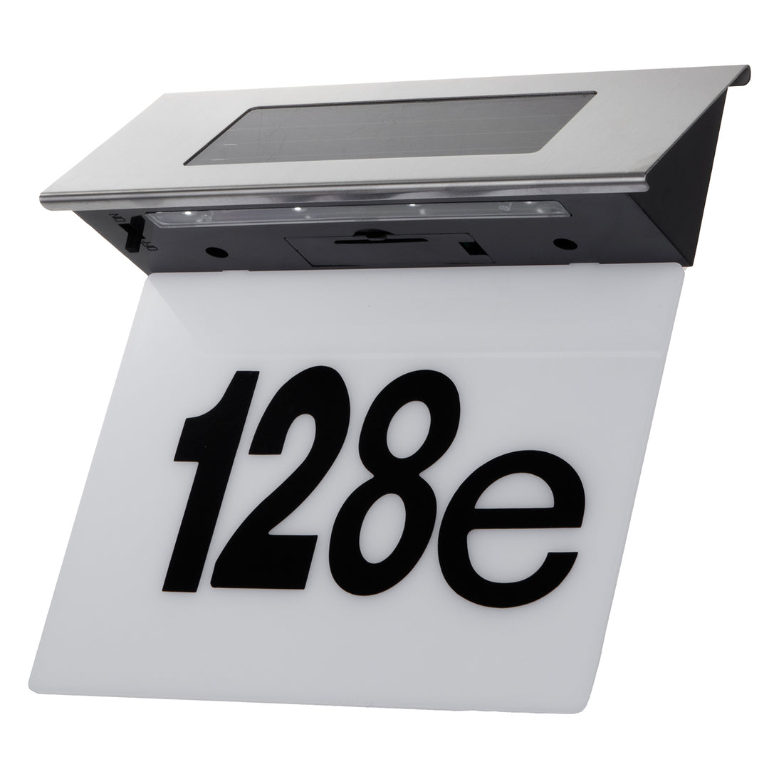 LED-zonnelamp met huisnummer Maclean, IP44, 1W, 60lm, 6000K, 600 mAh accu, 2,5V DC 70mA, MCE423