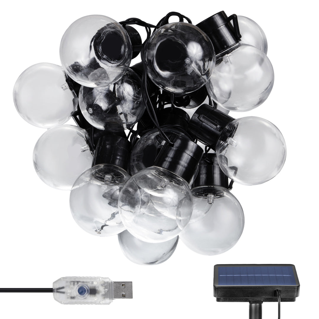 Maclean 2in1 LED-zonne-slinger, IP44, 3W, &gt;60lm, 3000K, Oplaadbare batterij 2*600 mAh, 5V DC, 7m, MCE424