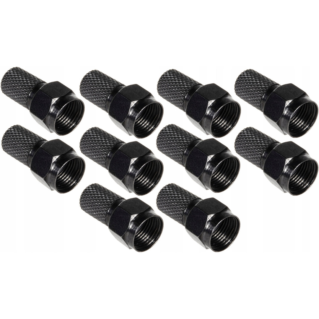 10x Maclean satellite F-plug, système TV, RG5.9, RG6, 6.8mm, nickel avec joint, professionnel, noir, MCTV-903