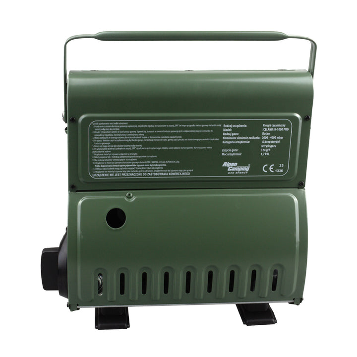 Alpen Camping draagbare gasbrander, gasverbruik 124g/u, piëzo-ontsteking, IK-1000 PRO, ICELAND + 4 patronen