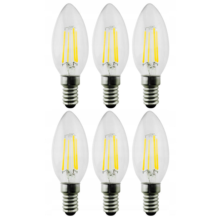 6x Maclean, Filament LED E14, 6W, 230V, WW blanc chaud 3000K, 806lm, Bougie décorative Retro edison C35, MCE286