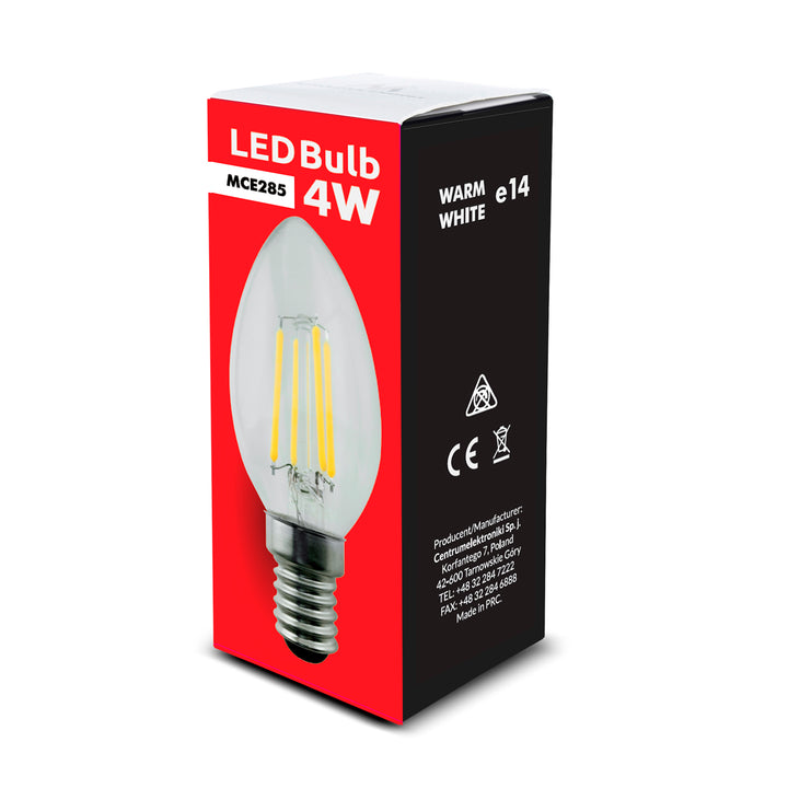 6x Maclean, Filament LED E14, 4W, 230V, WW blanc chaud 3000K, 400lm, Bougie décorative Retro edison C35, MCE285