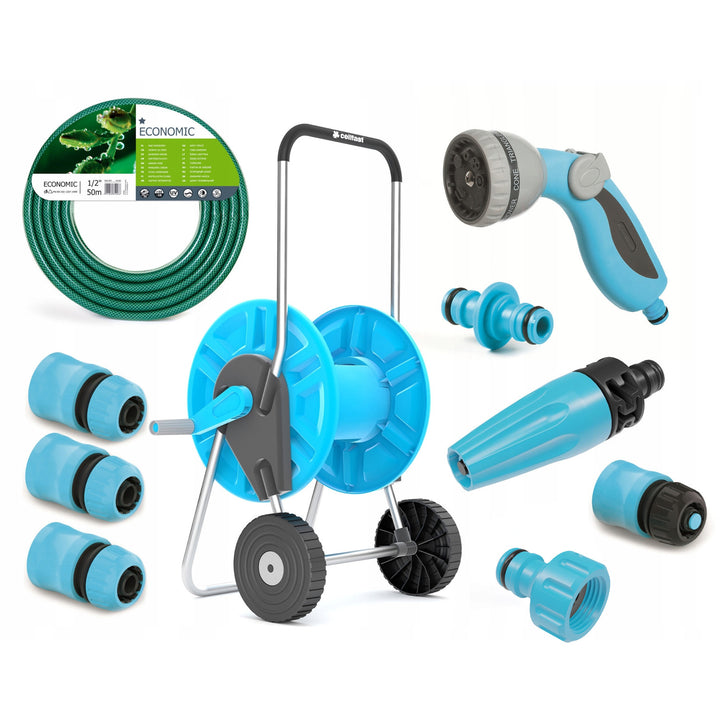 Kit de jardinage Cellfast, tuyau Economic 1/2'' 50 m, chariot Aluplus 1/2'' 60 m