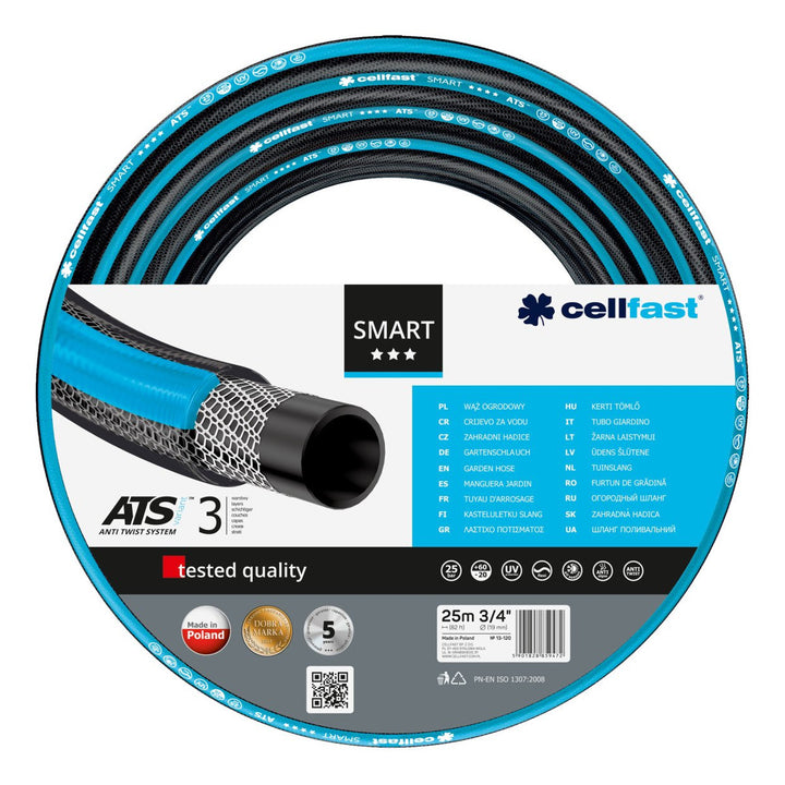 Kit de jardinage Cellfast, Smart ATS 3/4'' 25m de tuyau, Aluplus 1/2'' 60m de chariot