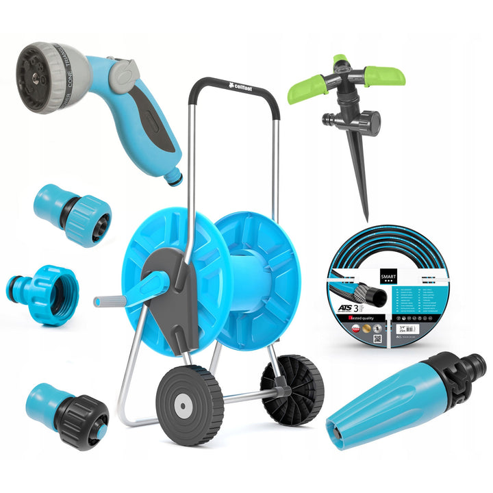 Kit de jardinage Cellfast, Smart ATS 3/4'' 25m de tuyau, Aluplus 1/2'' 60m de chariot