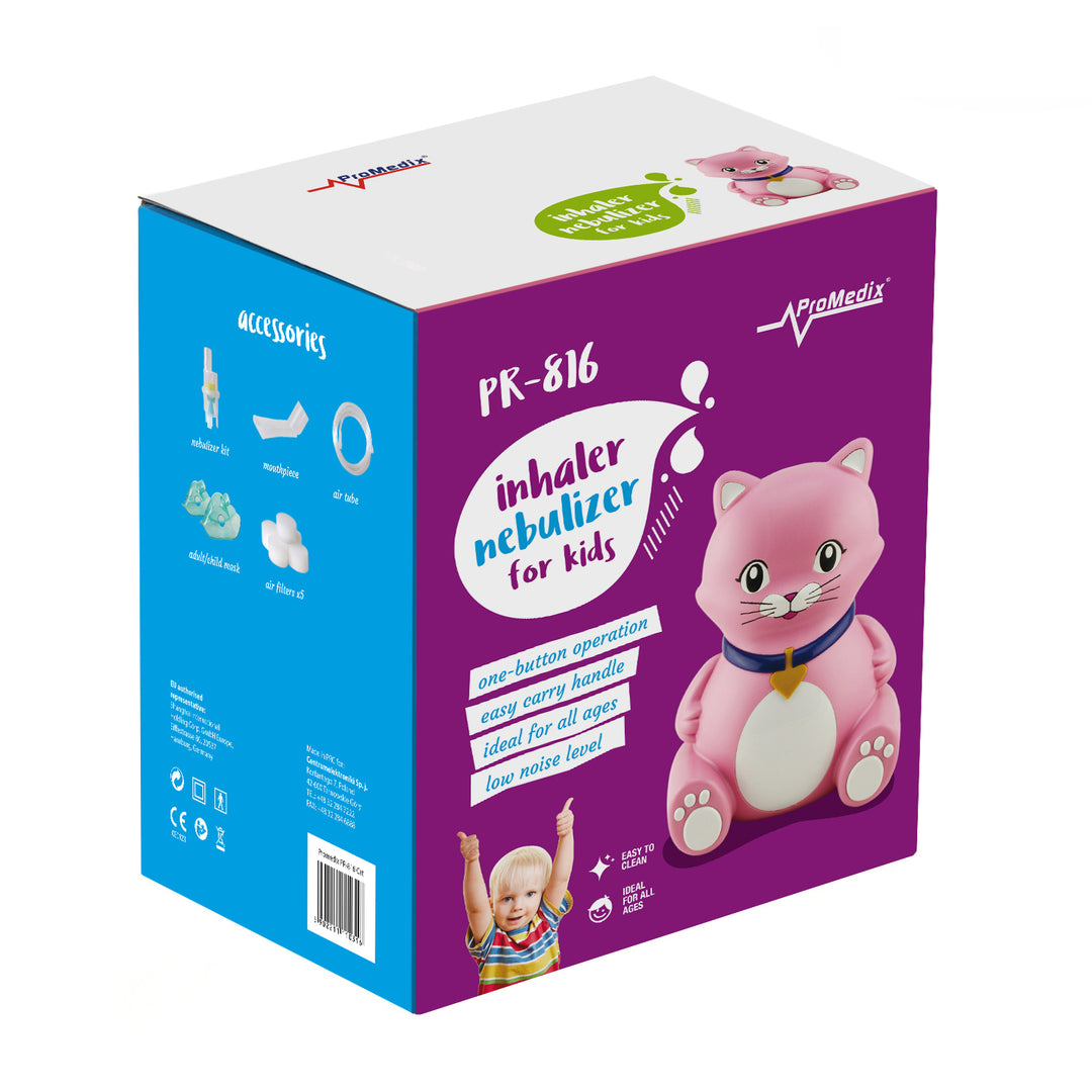 Inhalateur pour chat Promedix, set de nébulisation, masques, filtres, PR-816 + mannequin universel Gess pour inhalateur