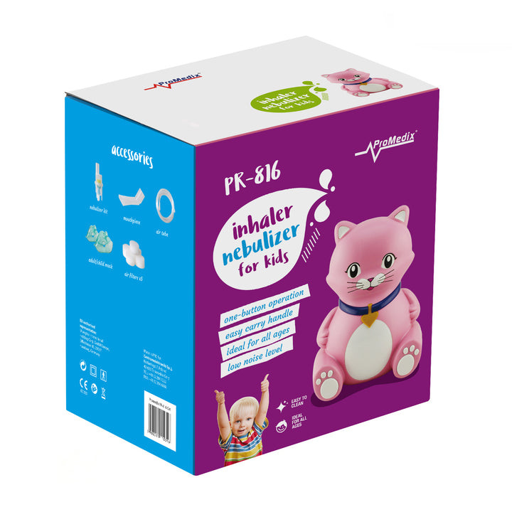 Inhalateur pour chat Promedix, set de nébulisation, masques, filtres, PR-816 + mannequin universel Gess pour inhalateur