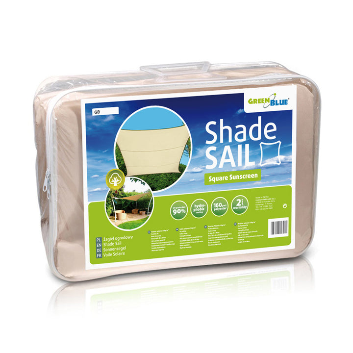 Voile d'ombrage GreenBlue UV, polyester, 5m carré, crème + kit de montage