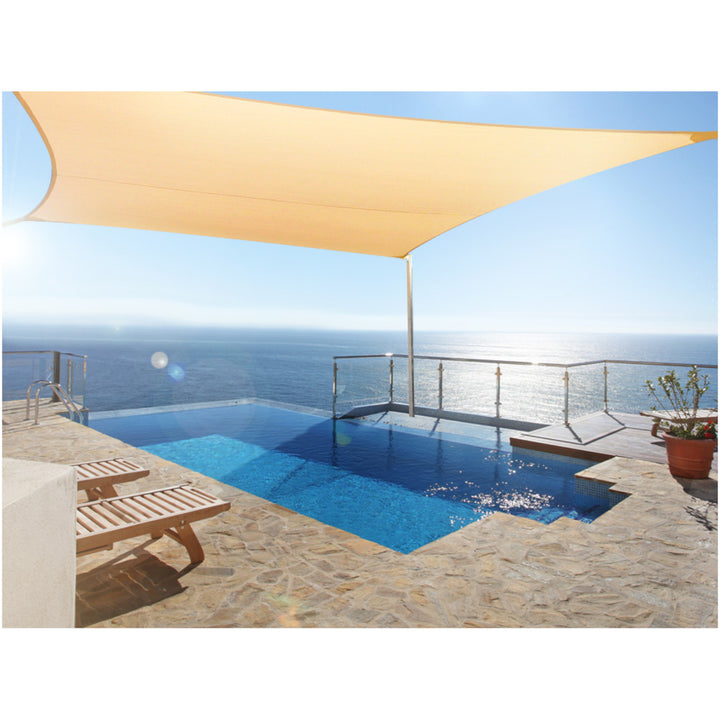 Voile d'ombrage GreenBlue UV, polyester, 5m carré, crème + kit de montage