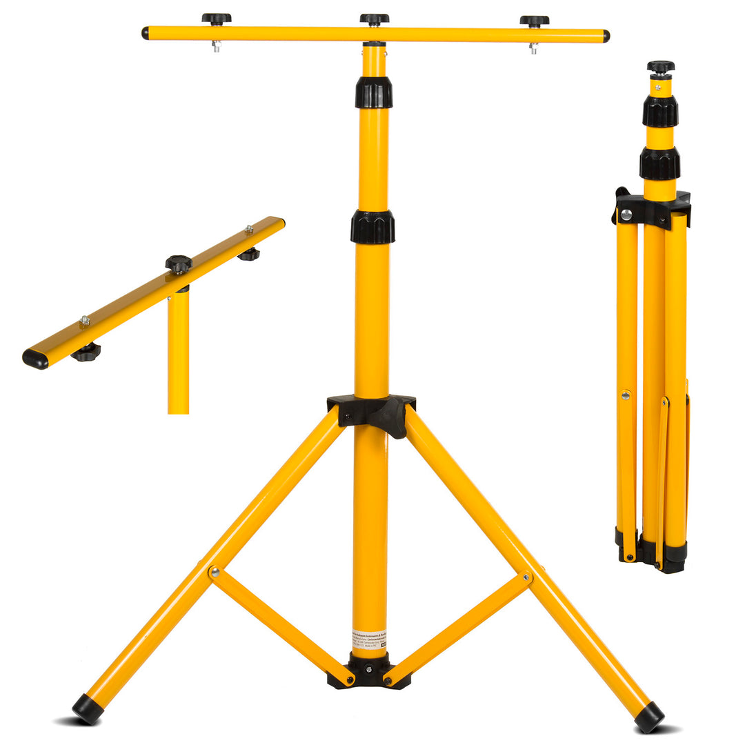 Support de projecteur Maclean, pour 2 projecteurs, LED, jaune, en acier, hauteur max. 1,5 m + projecteur