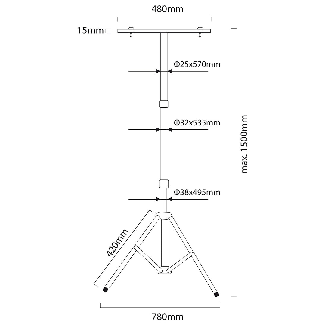 Support de projecteur Maclean, pour 2 projecteurs, LED, jaune, en acier, hauteur max. 1,5 m + projecteur