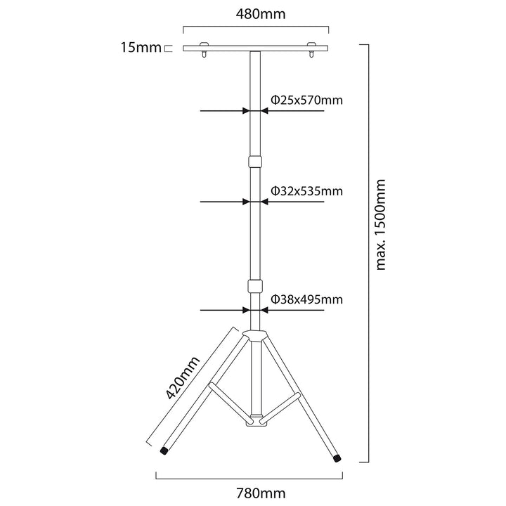 Support de projecteur Maclean, pour 2 projecteurs, LED, jaune, en acier, hauteur max. 1,5 m + projecteur
