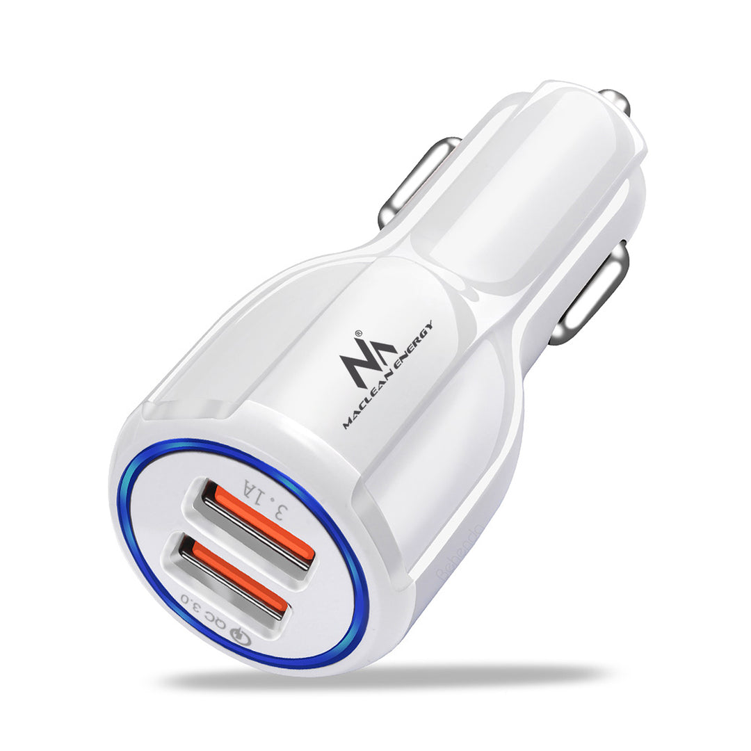 Chargeur de voiture Maclean, Qualcomm Quick Charge, QC 3.0 - 5V/3A, 9V/1.8A, 12V/1.6A, 5V/3.1A avec câble USB Lightning
