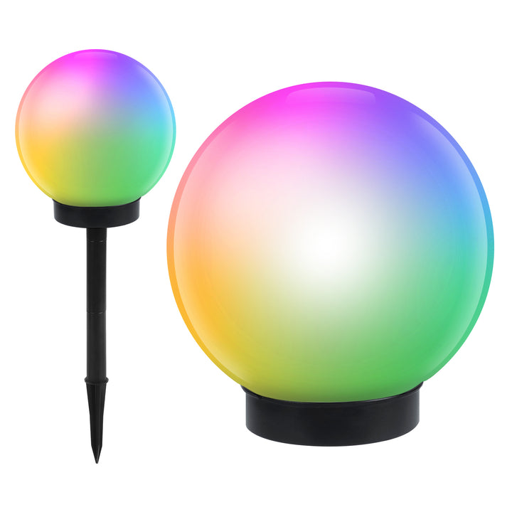 GreenBlue lampe de jardin solaire autoportante, sphère, 15x48cm, LED colorées RGB, GB122 + 25x58cm GB166
