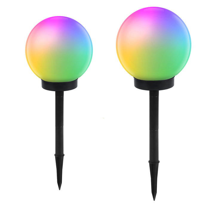 GreenBlue lampe de jardin solaire autoportante, sphère, 15x48cm, LED colorées RGB, GB122 + 25x58cm GB166
