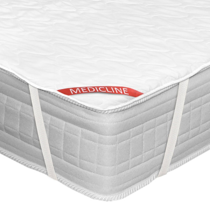 AIO FACTORY Surmatelas/couverture de matelas Ecco matelassé avec élastique, dimensions 200 x 220 cm en blanc