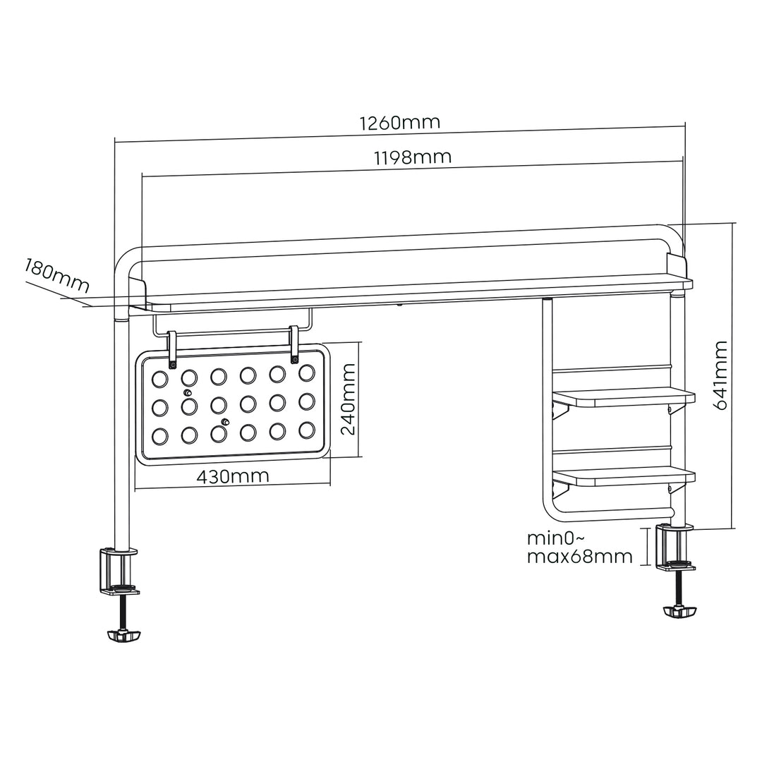 Ergo Office bureauplank, hangend, tot 20 kg, zwart, ER-452