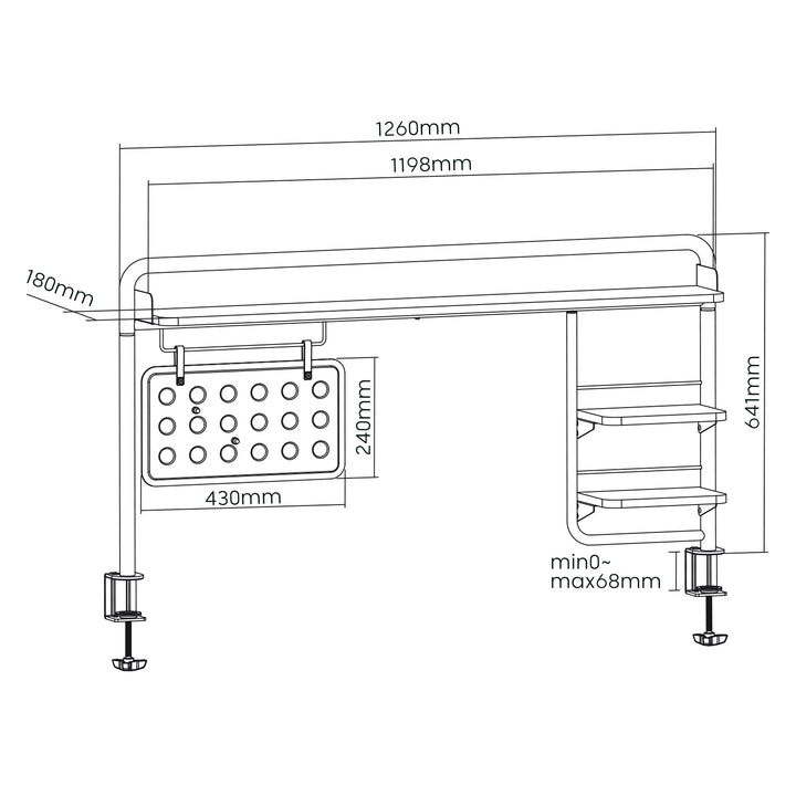 Ergo Office bureauplank, hangend, tot 20 kg, zwart, ER-452