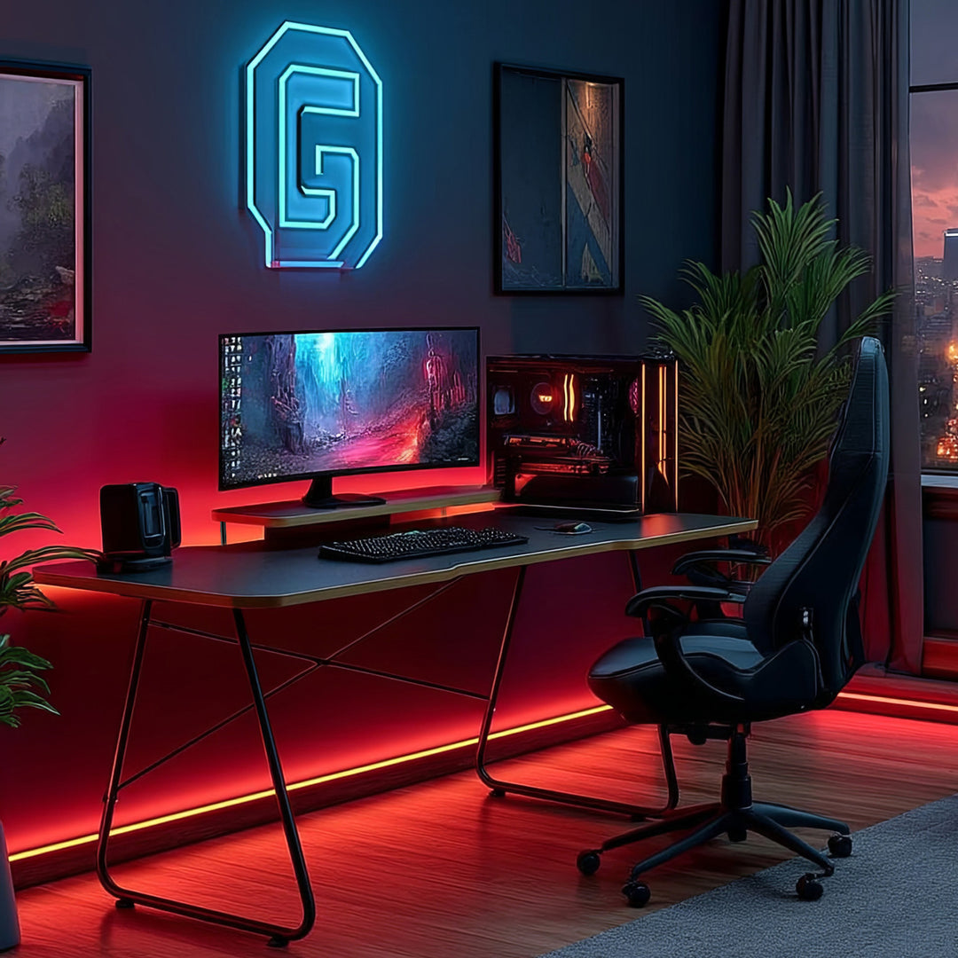 Gamingbureau met tablet voor NanoRS-monitor, 50 kg max, hoogte 850 mm, zwart, RS170