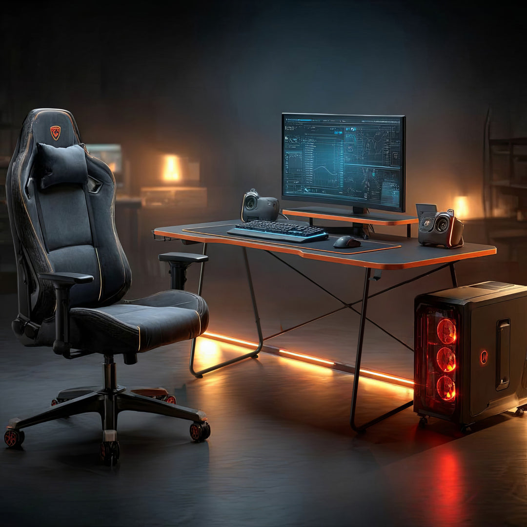 Gamingbureau met tablet voor NanoRS-monitor, 50 kg max, hoogte 850 mm, zwart, RS170