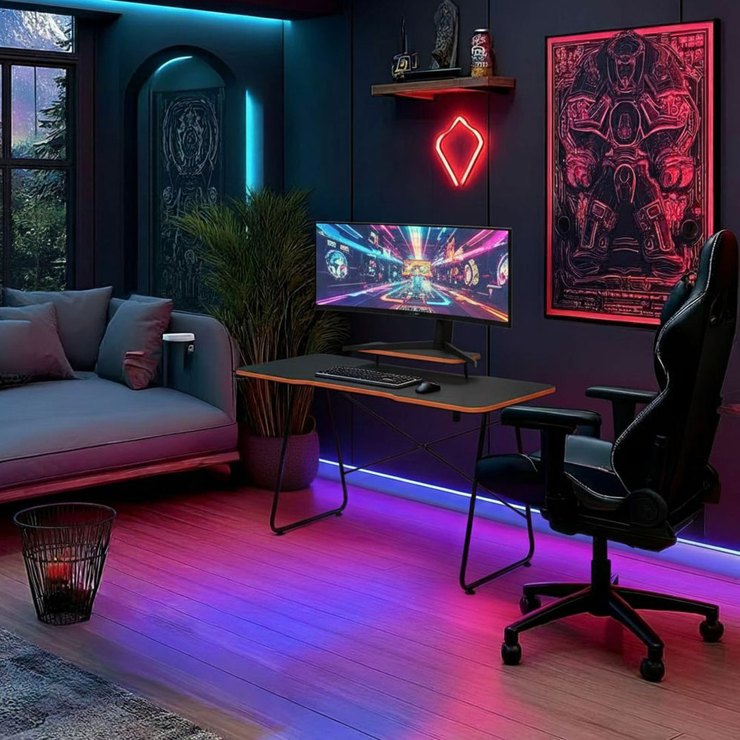 Gamingbureau met tablet voor NanoRS-monitor, 50 kg max, hoogte 850 mm, zwart, RS170