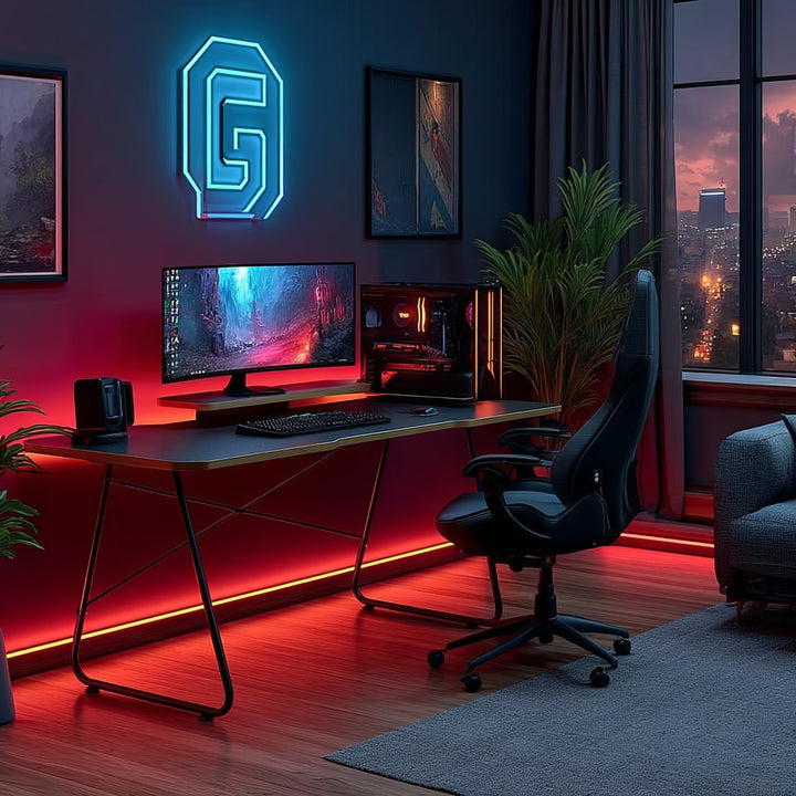 Gamingbureau met tablet voor NanoRS-monitor, 50 kg max, hoogte 850 mm, zwart, RS170