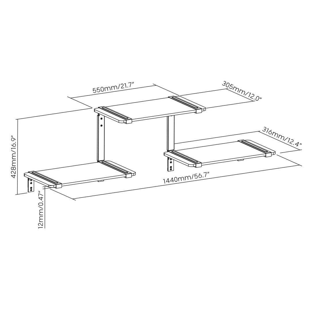 Maclean modulaire planken met drie niveaus, maximaal 30 kg, MC-974