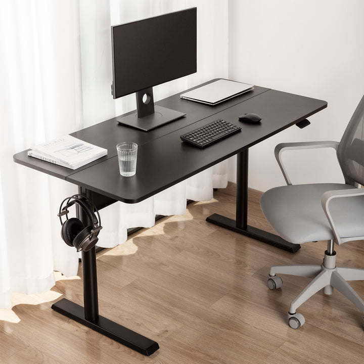 Bureau avec plateau 140x68cm Ergo Office, vérin à gaz, réglable en hauteur, pour travail debout et assis, hauteur max 115cm, ER-453