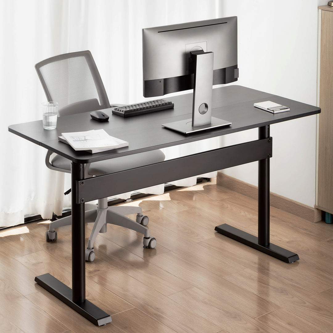 Bureau avec plateau 140x68cm Ergo Office, vérin à gaz, réglable en hauteur, pour travail debout et assis, hauteur max 115cm, ER-453