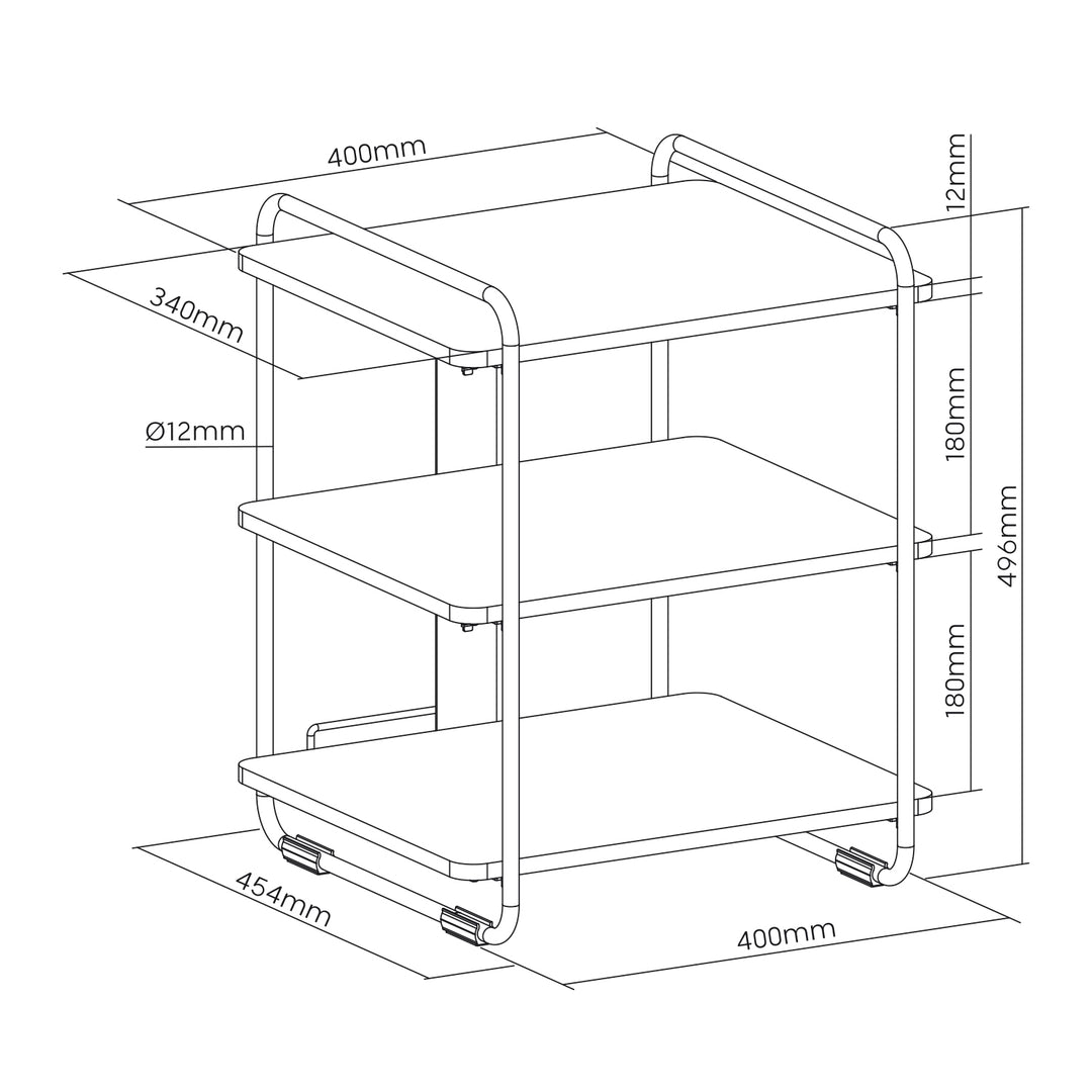 Maclean stijlvolle kast met 3 planken, maximaal 90 kg, 454x400x496 mm, MC-978