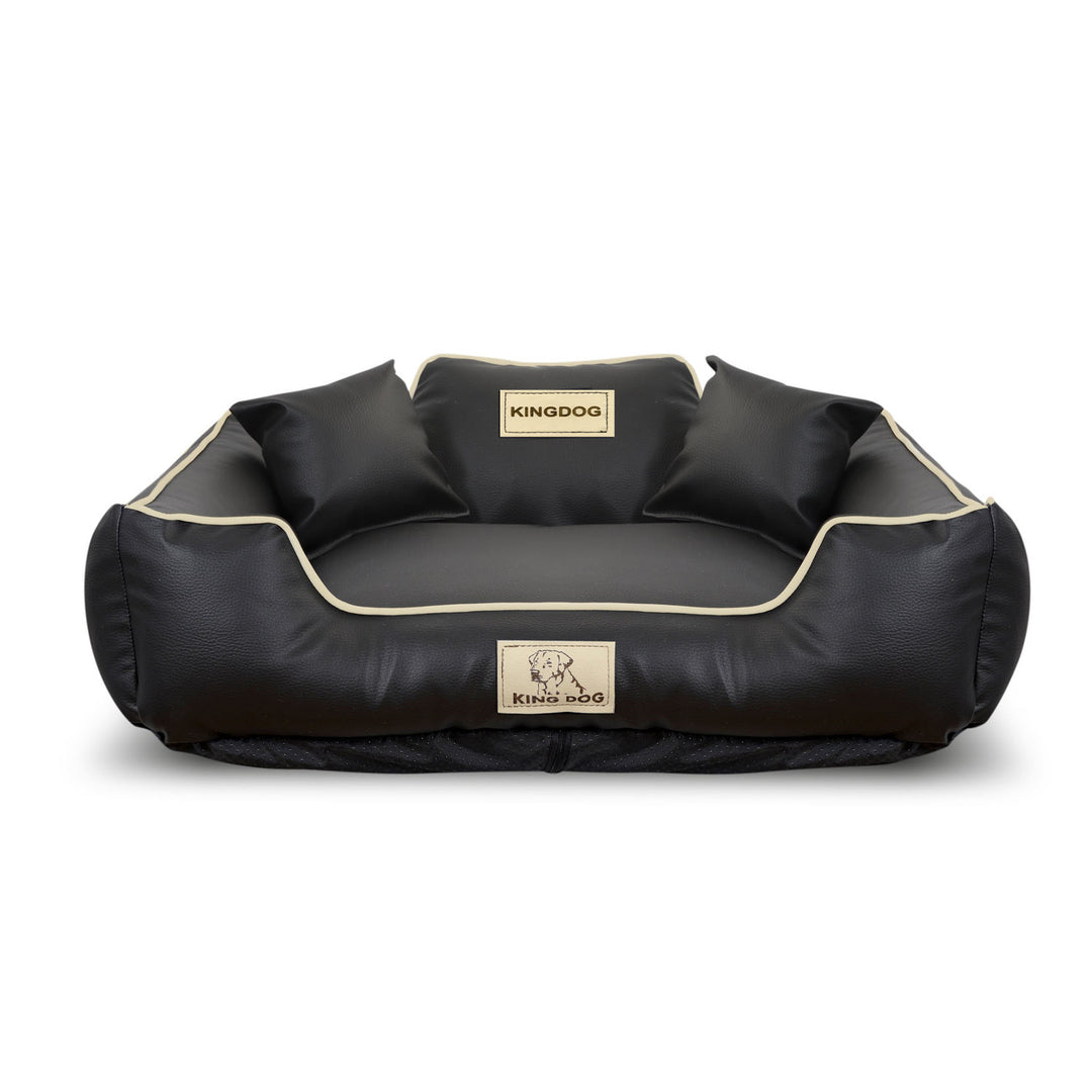 Niche lit parc pour chien 75 x 65 cm noir éco-cuir