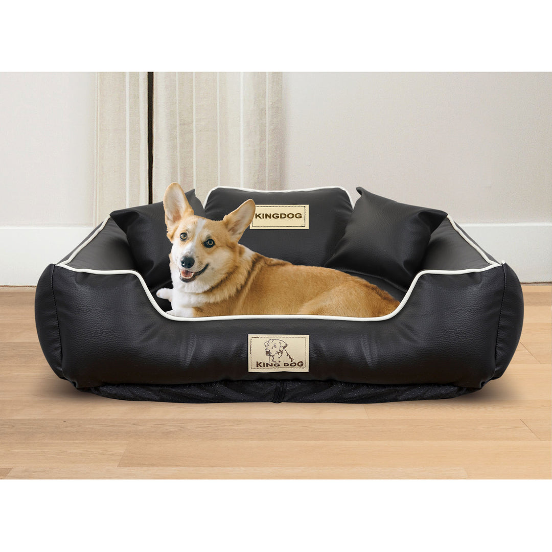 KINGDOG KINSKO parc pour chien 100 x 75 cm noir éco-cuir