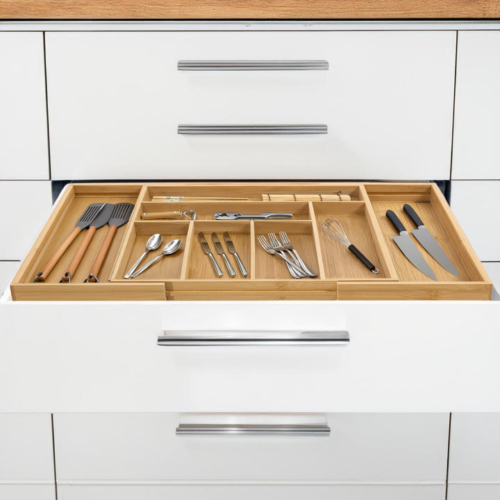GreenBlue GB379 Besteklade Uittrekbare Bamboe Bestekorganizer 325-500x430x45 mm