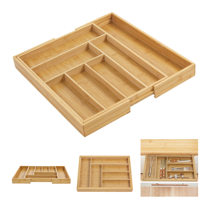 GreenBlue GB379 Besteklade Uittrekbare Bamboe Bestekorganizer 325-500x430x45 mm