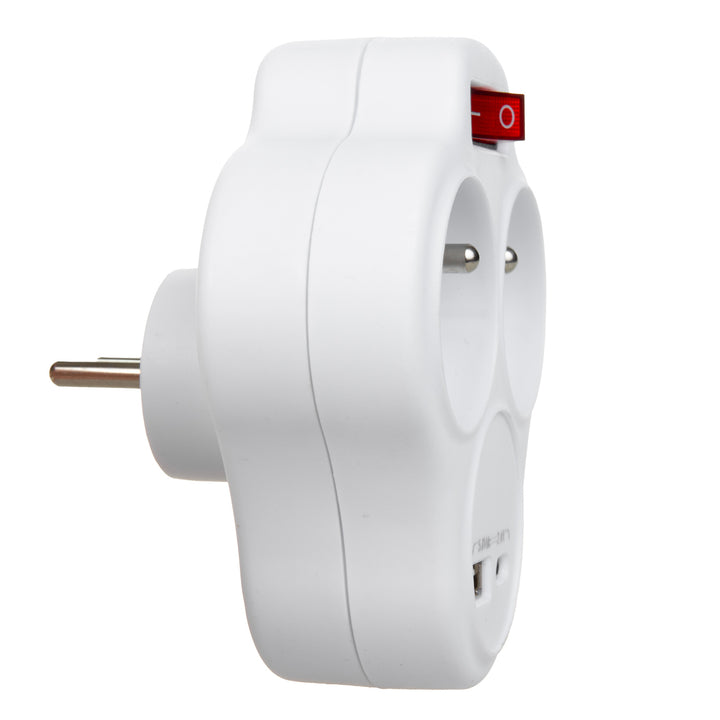 Prise électrique Maclean, multiprise à 2 prises et ports USB A/C 2,4 A, type E, 2 x 16 A, MCE336 E