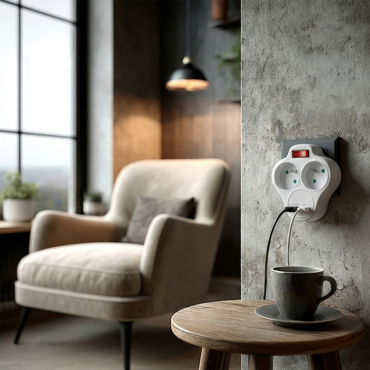 Prise électrique Maclean, multiprise à 2 prises et ports USB A/C 2,4 A, type E, 2 x 16 A, MCE336 E