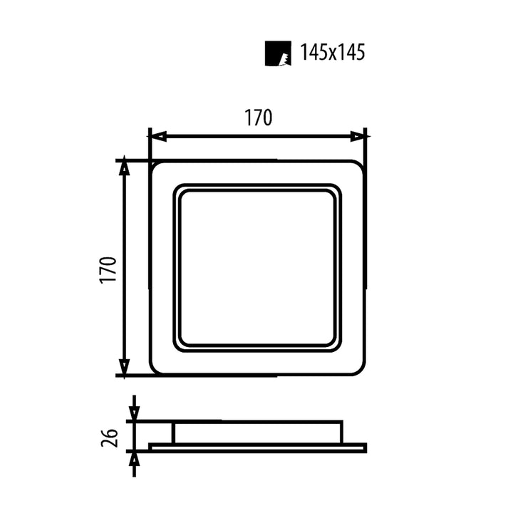 Maclean MCE374 S SLIM LED-inbouwplafondplaat, 18W, neutraal wit 4000K, 170*170*26mm, 1900lm,